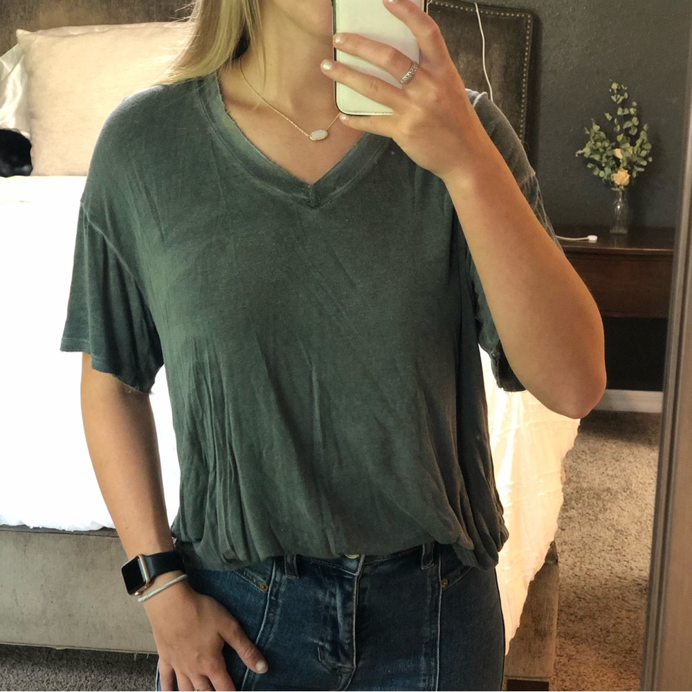 Gray V Neck Tee